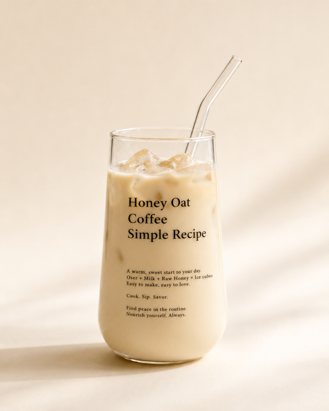 Honey Oat Glass Tumbler + Straw
