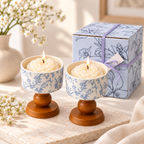 Blue Botanical Pedestal Candle