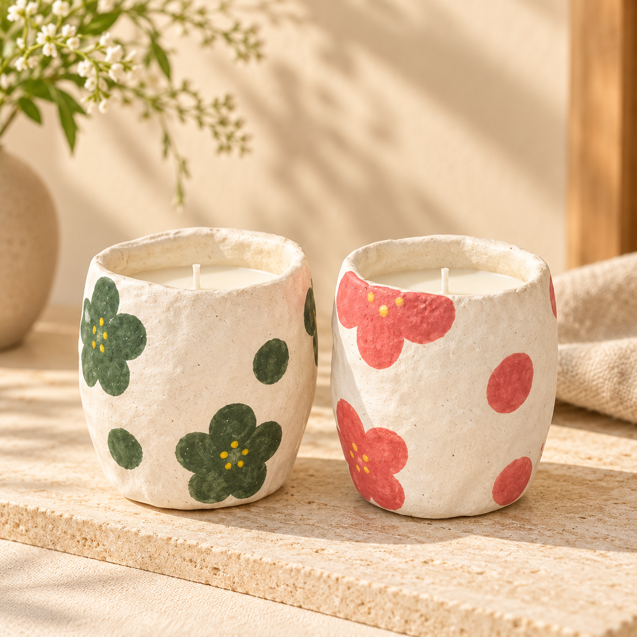 Hand-Painted Bloom Ceramic Candle