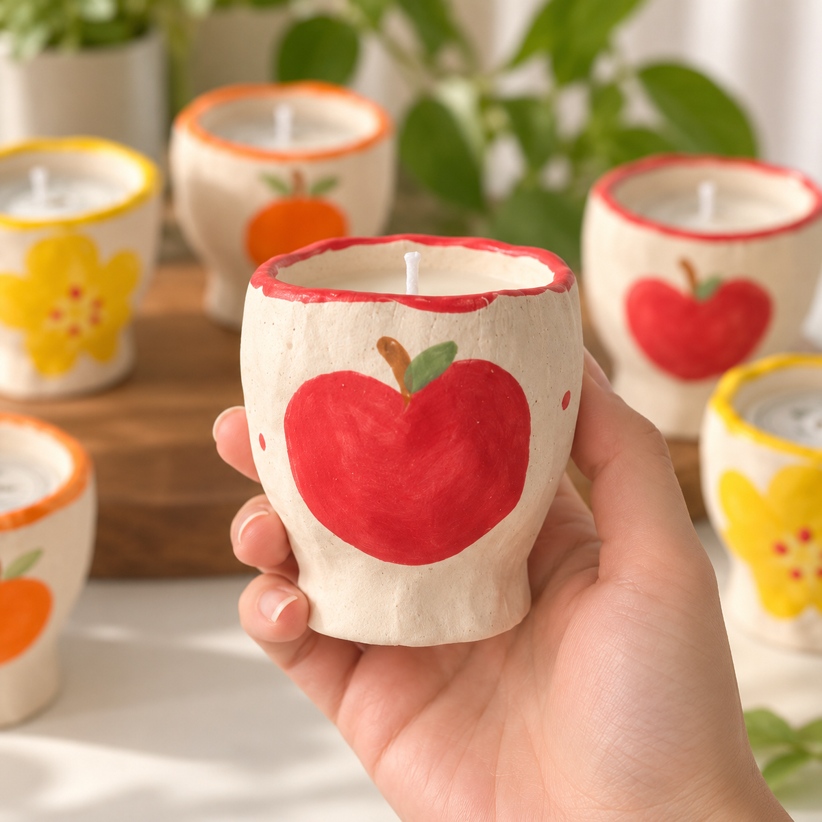 Hand-Painted Orchard Ceramic Candle