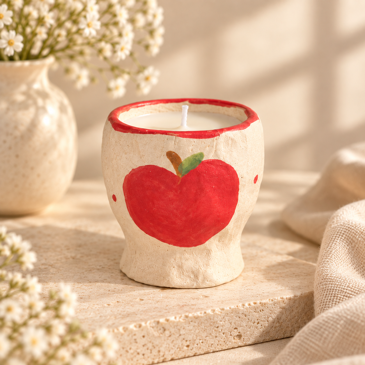 Hand-Painted Orchard Ceramic Candle