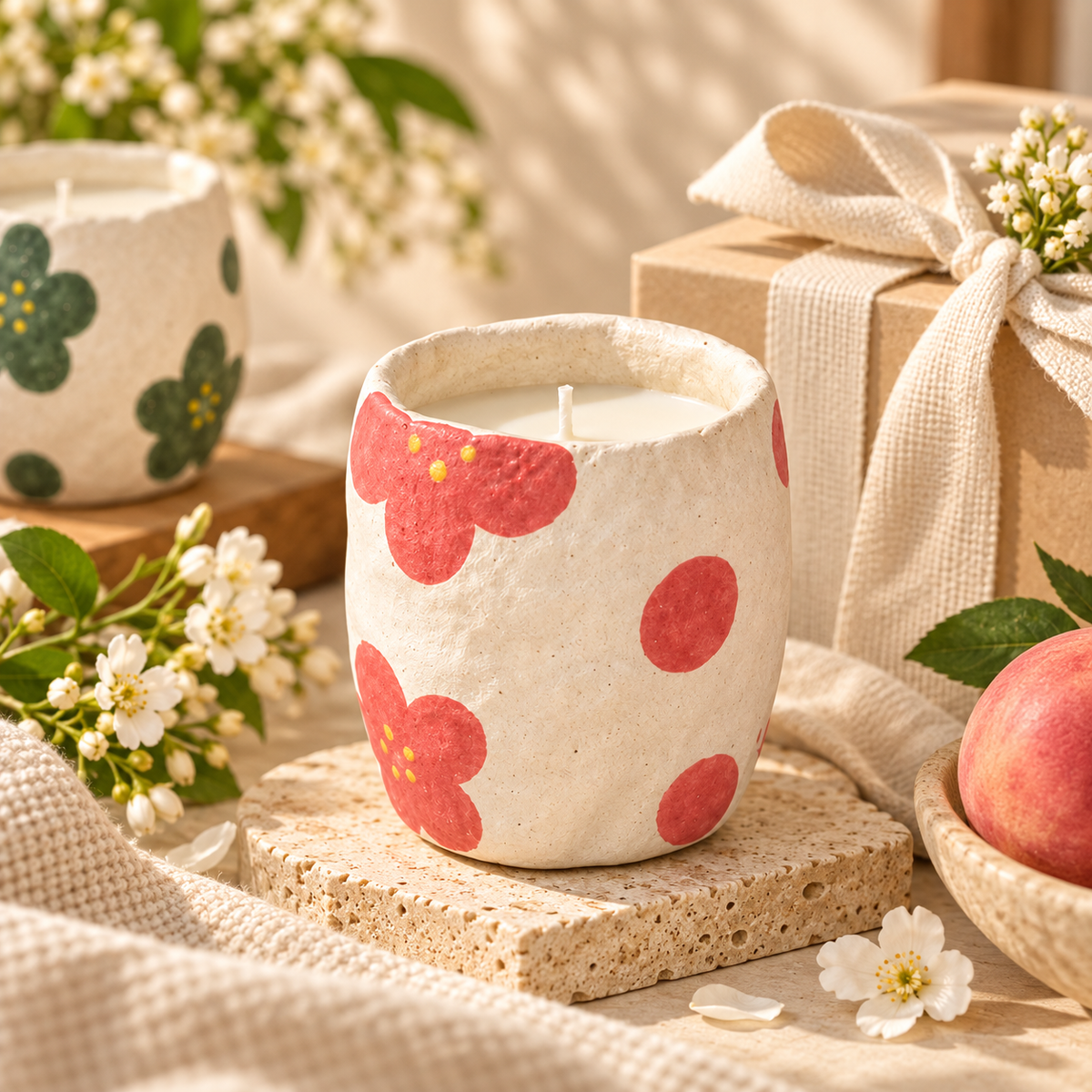 Hand-Painted Bloom Ceramic Candle